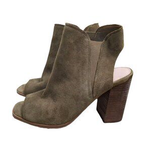 Aldo Ankle Boot Bootie Womens 9 Green Peep Toe Heel Sandal  Suede